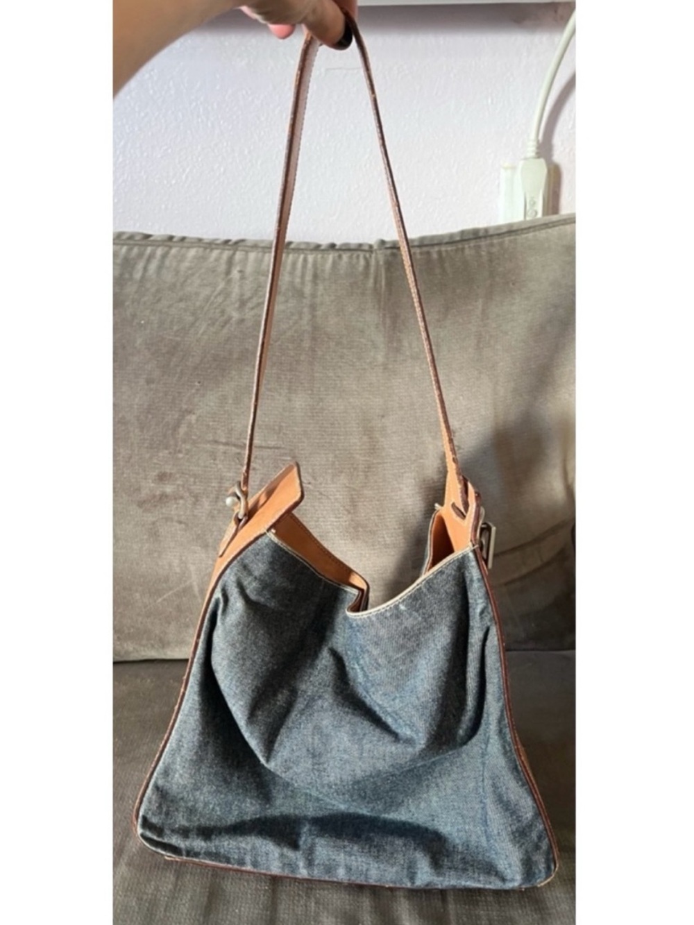 DOLCE & GABBANA Denim & Leather Slouchy Hobo Shoulder Bag VTG Y2K - Picture 8 of 16
